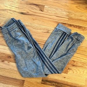 Adidas Heather Gray Joggers with Black 3-Stripe Sides